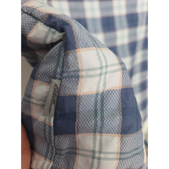 Eddie Bauer Women’s M Plaid Short Sleeve Hiking Outdoor Shirt Quick Dry Blue - Picture 10 of 13